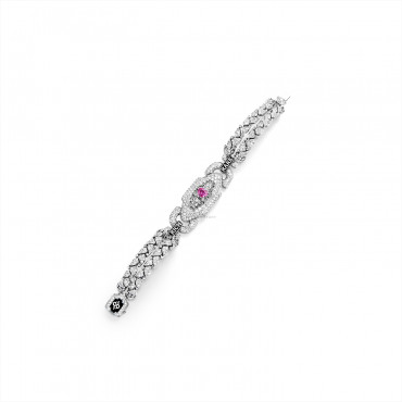 PINK SAPPHIRE, ENAMEL AND DIAMOND BRACELET